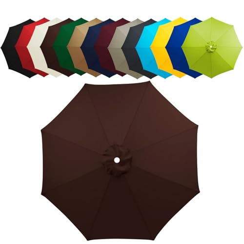 WOGTITYI Sonnenschirm Bespannung Ø2m 2.7m 3.0m Gartenschirm Überdachung 6 Streben 8 Rippen Ersatzabdeckung, Wasserdicht, Sonnenschutz(Stärke:Coffee,Size:3.0m-8Streben) von WOGTITYI