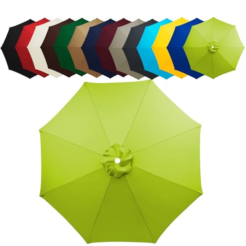 WOGTITYI Sonnenschirm Bespannung Ø2m 2.7m 3.0m Gartenschirm Überdachung 6 Streben 8 Rippen Ersatzabdeckung, Wasserdicht, Sonnenschutz(Stärke:Green,Size:3.0m-8Streben) von WOGTITYI