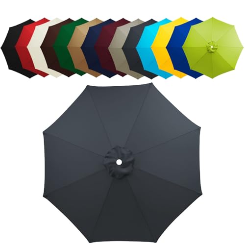WOGTITYI Sonnenschirm Bespannung Ø2m 2.7m 3.0m Gartenschirm Überdachung 6 Streben 8 Rippen Ersatzabdeckung, Wasserdicht, Sonnenschutz(Stärke:Grey,Size:2.0m-6Streben) von WOGTITYI