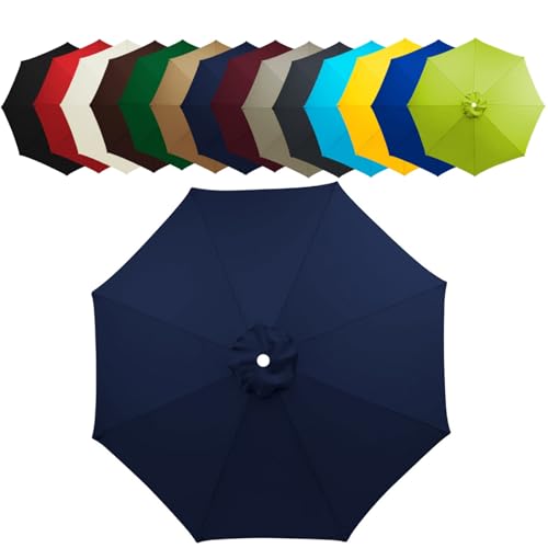 WOGTITYI Sonnenschirm Bespannung Ø2m 2.7m 3.0m Gartenschirm Überdachung 6 Streben 8 Rippen Ersatzabdeckung, Wasserdicht, Sonnenschutz(Stärke:Navy Blue,Size:3.0m-8Streben) von WOGTITYI