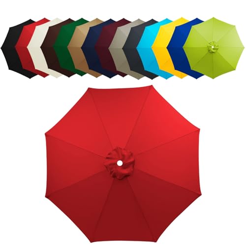 WOGTITYI Sonnenschirm Bespannung Ø2m 2.7m 3.0m Gartenschirm Überdachung 6 Streben 8 Rippen Ersatzabdeckung, Wasserdicht, Sonnenschutz(Stärke:Red,Size:3.0m-6 Streben) von WOGTITYI