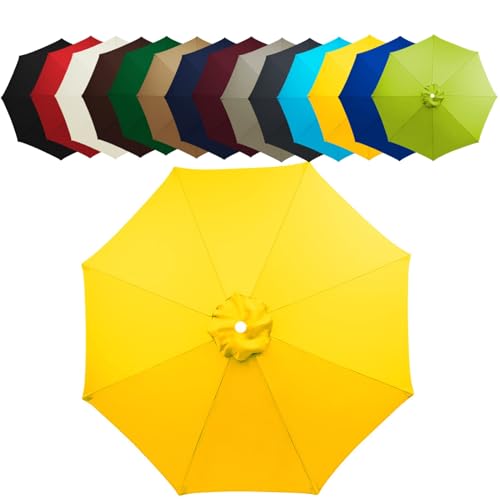WOGTITYI Sonnenschirm Bespannung Ø2m 2.7m 3.0m Gartenschirm Überdachung 6 Streben 8 Rippen Ersatzabdeckung, Wasserdicht, Sonnenschutz(Stärke:Yellow,Size:2.70m-8Streben) von WOGTITYI