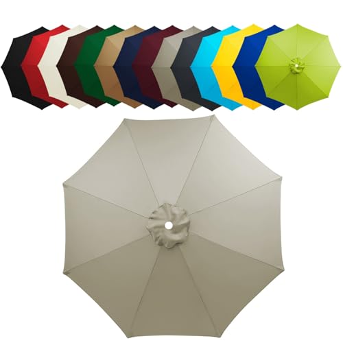 WOGTITYI Sonnenschirm Bespannung Ø2m 2.7m 3.0m Gartenschirm Überdachung 6 Streben 8 Rippen Ersatzabdeckung, Wasserdicht, Sonnenschutz(Stärke:Light Grey,Size:3.0m-8Streben) von WOGTITYI