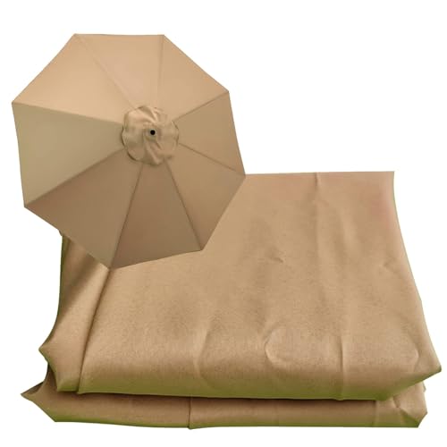 WOGTITYI Sonnenschirm Ersatzbezug Bespannung Mit 200cm 270cm 300cm 6 Streben/8 Streben, Gartenschirm Ersatzabdeckung, Für Hof, Garten, Strand, Pool(Stärke:Khaki,Size:3.0m-8Streben) von WOGTITYI