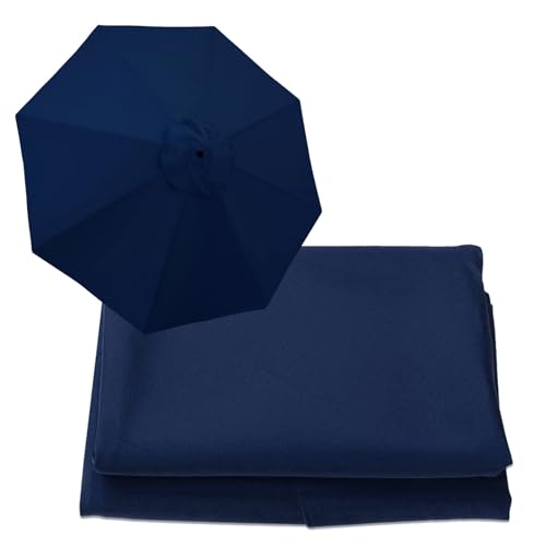 WOGTITYI Sonnenschirm Ersatzbezug Bespannung Mit 200cm 270cm 300cm 6 Streben/8 Streben, Gartenschirm Ersatzabdeckung, Für Hof, Garten, Strand, Pool (Color : Navy Blue, Size : 2.7m-6Arms) von WOGTITYI