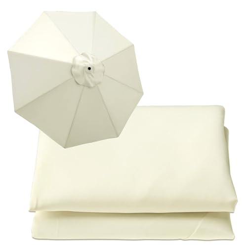 WOGTITYI Sonnenschirm Ersatzbezug Bespannung Mit 200cm 270cm 300cm 6 Streben/8 Streben, Gartenschirm Ersatzabdeckung, Für Hof, Garten, Strand, Pool (Color : Off White, Size : 2.7M-8Arms) von WOGTITYI