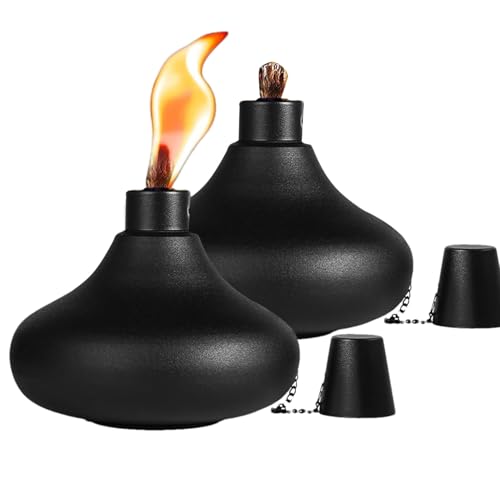 WOGXN Citronella Tischfackeln, 2er-Pack Metall-Tischfackeln | Mit Öl nachfüllbare Tischleuchte | 2 Metall-Ölbrennerkerzen für Hof, Haus, Terrasse, Terrasse, Versammlungen WOGXN Citronella Tischfackeln, 2er-Pack Metall-Tischfackeln | Mit Öl nachfüllbare Tischleuchte | 2 Metall-Ölbrennerkerzen für Hof, Haus, Terrasse, Terrasse, Versammlungen von WOGXN