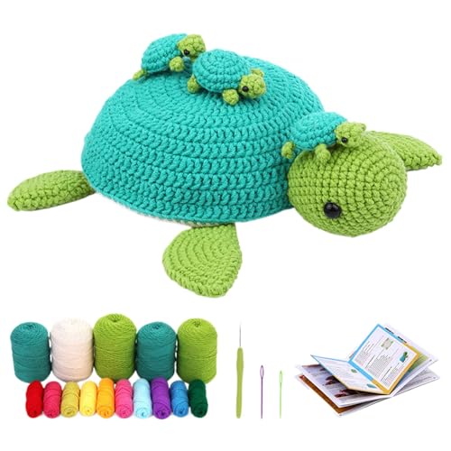 WOGXN Häkelpaket für Anfänger - Häkelset Für Anfänger - Häkeln Tiere D-IY Kit Schildkröte Häckeln Stricken Set Tiere Häkel Zubehör Für Geschenk Crochet Strickset Mit Schritt-für-Schritt-Anleitungen von WOGXN