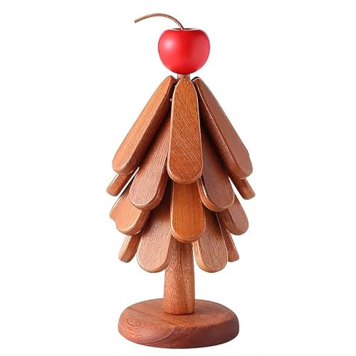 WOGYOZKA Untersetzer aus natürlichem Holz in Baumform for warme Gerichte Untersetzer aus Holz in Weihnachtsbaumform for die Heimdekoration Isolierung for heiße Töpfe und Pfannen(A) von WOGYOZKA
