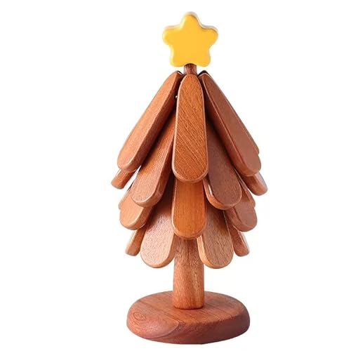 WOGYOZKA Untersetzer aus natürlichem Holz in Baumform for warme Gerichte Untersetzer aus Holz in Weihnachtsbaumform for die Heimdekoration Isolierung for heiße Töpfe und Pfannen(B) von WOGYOZKA