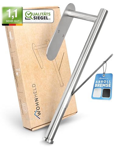 WOHNHELD® Küchenrollenhalter ohne Bohren | Mit Abroll-Bremse | Extrem stabil | Zewa Rollenhalter Wand selbstklebend Edelstahl Silber von WOHNHELD