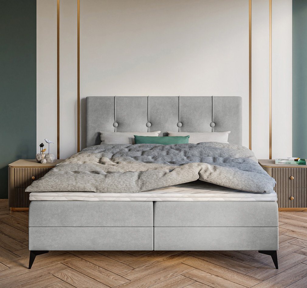 WOHNKLUSIV Boxspringbett Boxspingbett PLAZA 120 / 140 / 160 / 180 / 200 x 200 cm, inkl. 7 Zonen Taschenfederkernmatratze, Bettkasten und Topper WOHNKLUSIV Boxspringbett Boxspingbett PLAZA 120 / 140 / 160 / 180 / 200 x 200 cm, inkl. 7 Zonen Taschenfederkernmatratze, Bettkasten und Topper von WOHNKLUSIV