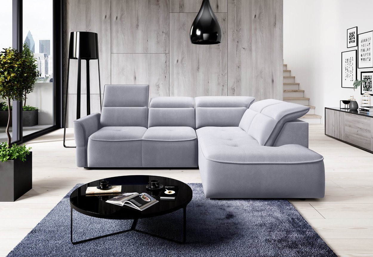 WOHNKLUSIV Ecksofa Ecksofa L Form RIVA mit elektrischer Sitztiefenverstellung, mit Relaxfunktion, elektrische Sitztiefenverstellung, große Liegefläche von WOHNKLUSIV