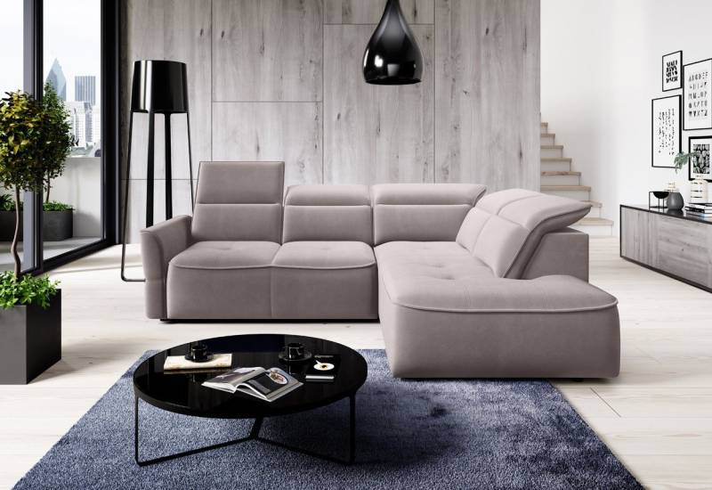 WOHNKLUSIV Ecksofa Ecksofa L Form RIVA mit elektrischer Sitztiefenverstellung, mit Relaxfunktion, elektrische Sitztiefenverstellung, große Liegefläche von WOHNKLUSIV