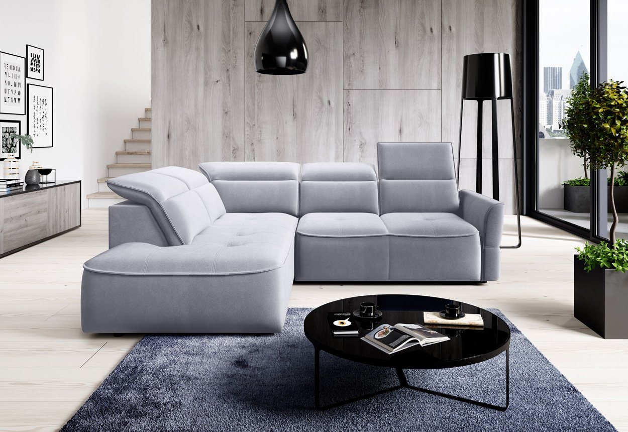 WOHNKLUSIV Ecksofa Ecksofa L Form RIVA mit elektrischer Sitztiefenverstellung, mit Relaxfunktion, elektrische Sitztiefenverstellung, große Liegefläche von WOHNKLUSIV