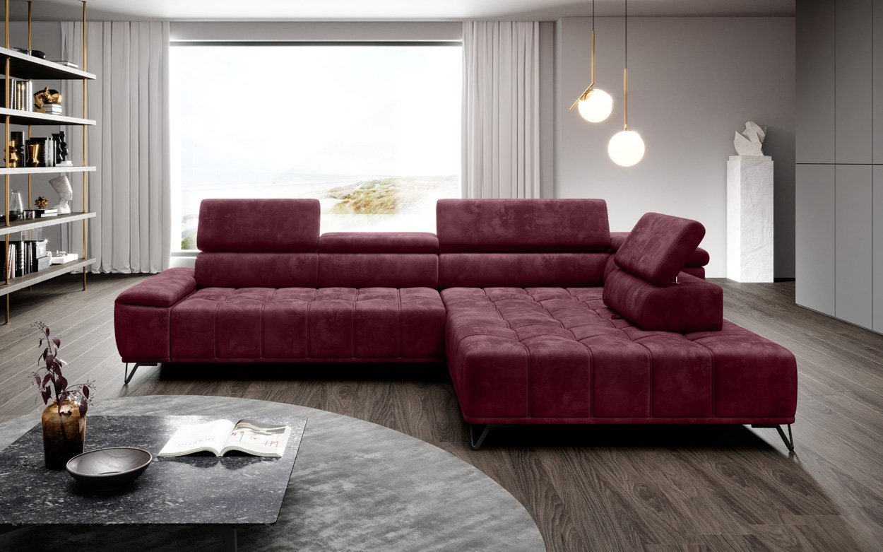 WOHNKLUSIV Ecksofa Ecksofa VERONA m. elektrischer Sitztiefenverstellung - Designsofa, elektronische Sitztziefenvestellung, Kopfstützenverstellung von WOHNKLUSIV