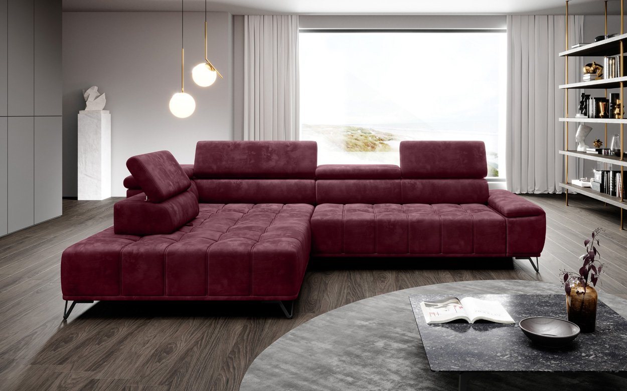 WOHNKLUSIV Ecksofa Ecksofa VERONA m. elektrischer Sitztiefenverstellung - Designsofa, elektronische Sitztziefenvestellung, Kopfstützenverstellung von WOHNKLUSIV