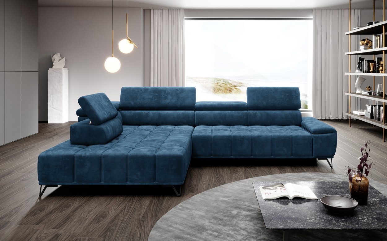 WOHNKLUSIV Ecksofa Ecksofa VERONA m. elektrischer Sitztiefenverstellung - Designsofa, elektronische Sitztziefenvestellung, Kopfstützenverstellung von WOHNKLUSIV