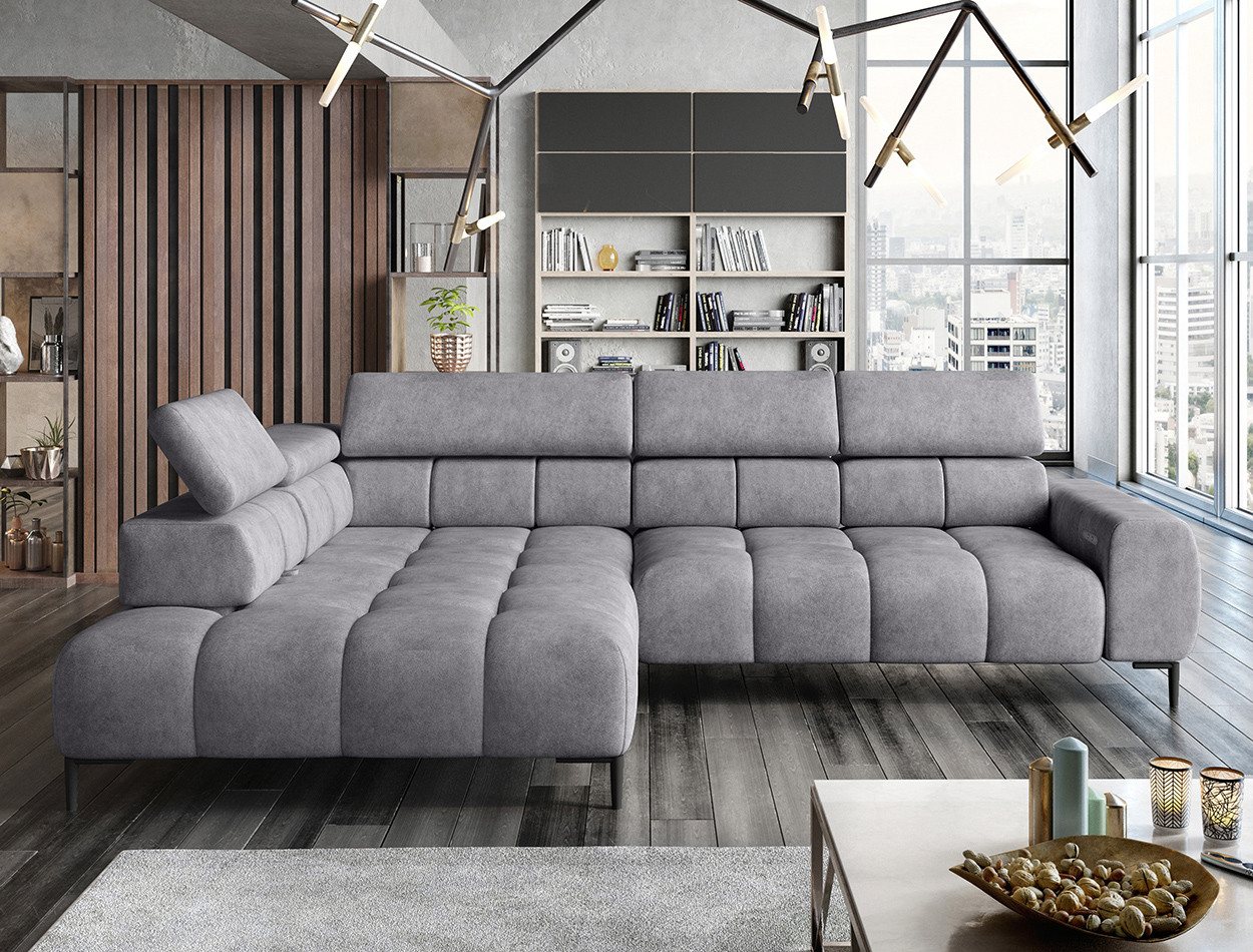 WOHNKLUSIV Ecksofa Ecksofa Venezia mit elektrischer Sitztiefenverstellung - Designsofa, mit Relaxfunktion von WOHNKLUSIV