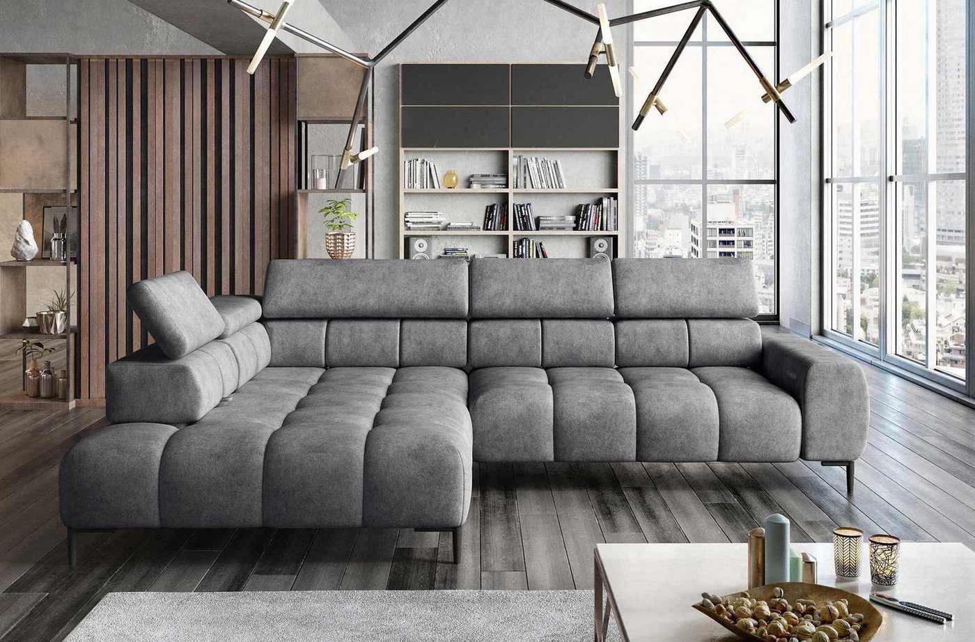 WOHNKLUSIV Ecksofa Ecksofa Venezia mit elektrischer Sitztiefenverstellung - Designsofa, mit Relaxfunktion von WOHNKLUSIV