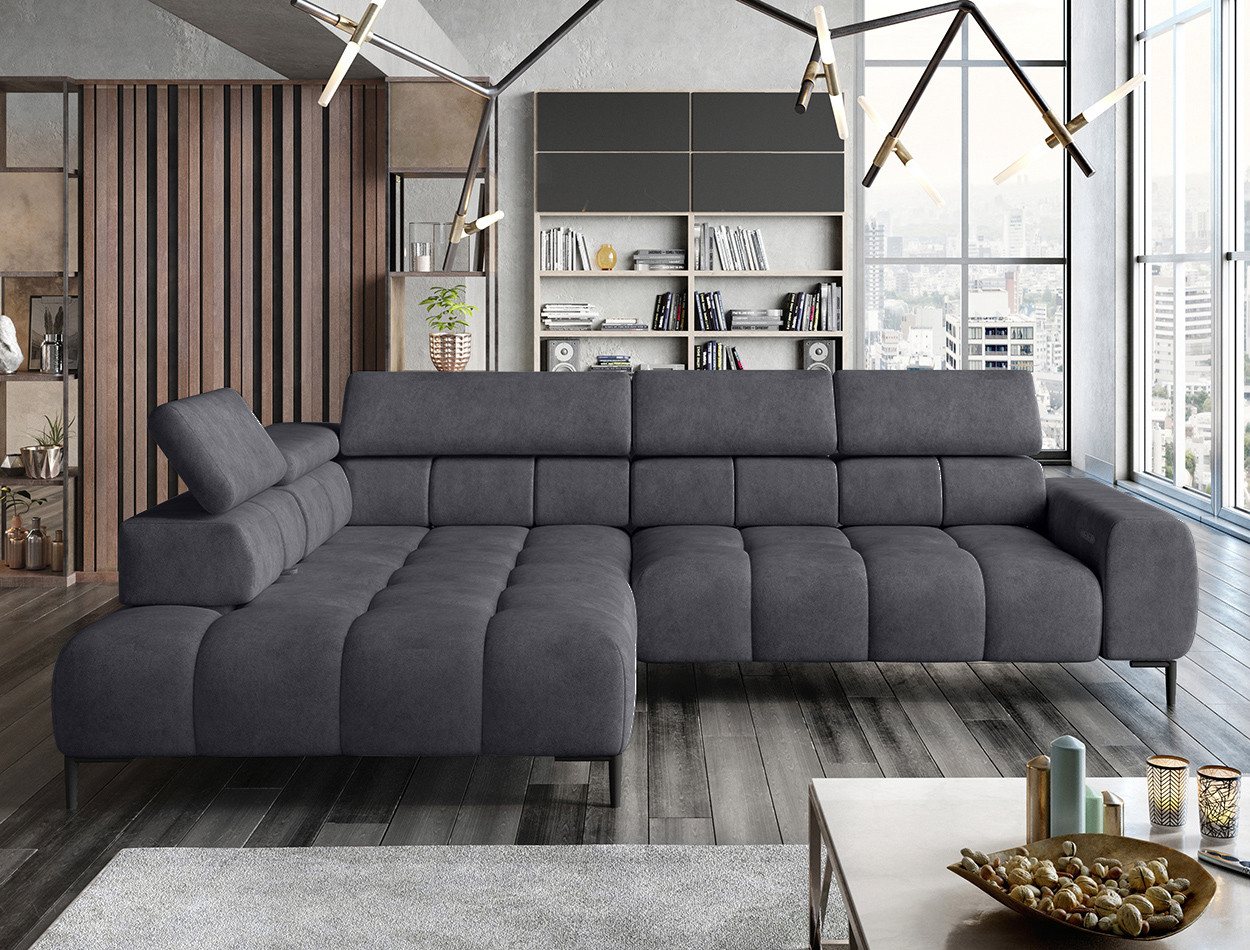 WOHNKLUSIV Ecksofa Ecksofa Venezia mit elektrischer Sitztiefenverstellung - Designsofa, mit Relaxfunktion von WOHNKLUSIV