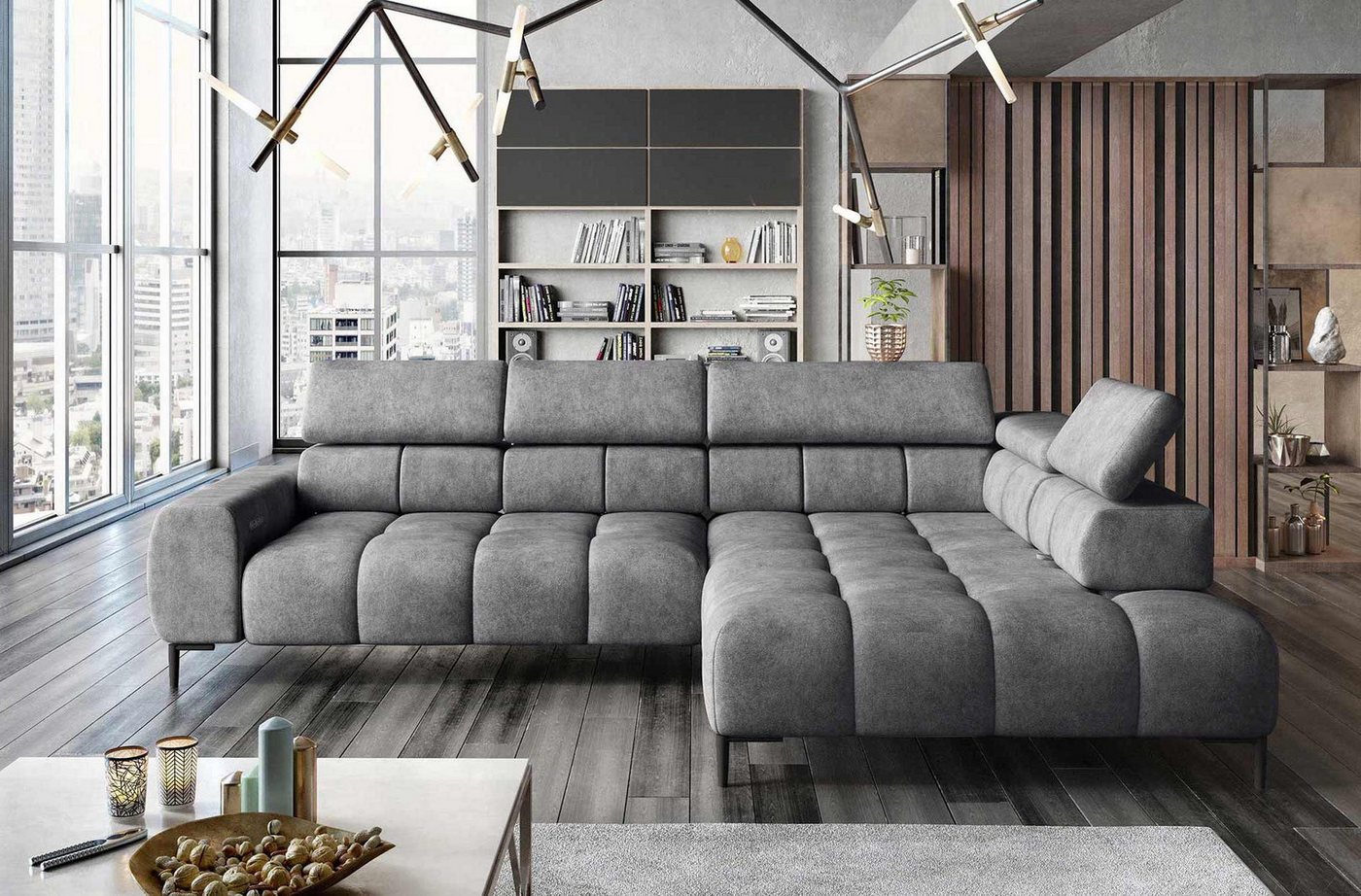 WOHNKLUSIV Ecksofa Ecksofa Venezia mit elektrischer Sitztiefenverstellung - Designsofa, mit Relaxfunktion von WOHNKLUSIV