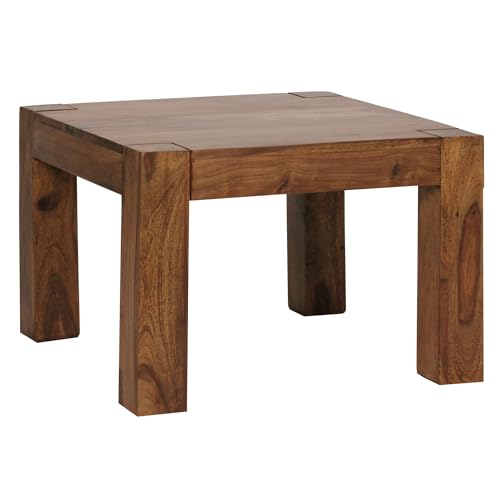 Wohnling Couchtisch Massiv-Holz Sheesham 60 cm breit Wohnzimmer-Tisch Design dunkel-braun Landhaus-Stil Beistelltisch von Wohnling