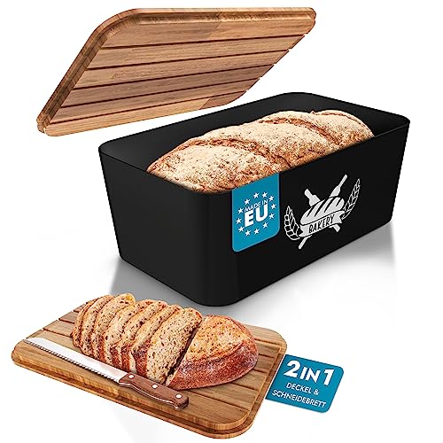 WOHNOASE® Brotkasten [FÜR ALLE BROTSORTEN] - inkl. 2 in 1 Deckel/Schneidebrett - Brotbox Kunststoff (BPA frei) - Brotaufbewahrung - (zertifiziertes Holz) - Toastbrot Aufbewahrungsbox - Bread Box von WOHNOASE