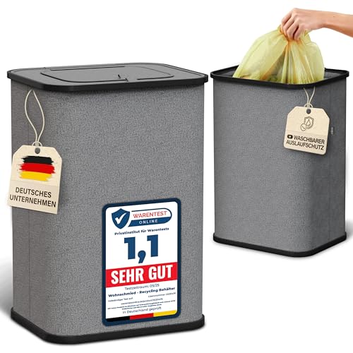 WOHNSCHMIED Gelber Sack Ständer | Müllsackständer inkl. waschbarer Auslaufschutz | Gelber Sack Mülleimer | Gelber Sack Behälter | Müllsackhalter von WOHNSCHMIED