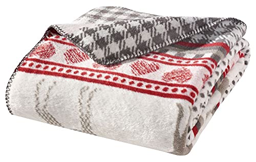 WOHNWOHL® Kuscheldecke (150x200cm) • Weiche Tagesdecke • Sofadecke • Wohndecke • Schlafdecke • Oeko-Tex zertifizierte Baumwolldecke • Samtig weiche Decke • Decke mit Hirschen von WOHNWOHL