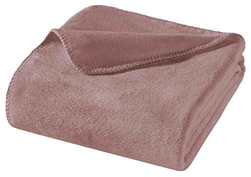 WOHNWOHL® Kuscheldecke (150x200cm) • Weiche Tagesdecke • Sofadecke • Wohndecke • Schlafdecke • Oeko-Tex zertifizierte Baumwolldecke • Samtig weiche Decke • Farbe: Altrosa von WOHNWOHL