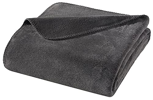 WOHNWOHL® Kuscheldecke (150x200cm) • Weiche Tagesdecke • Sofadecke • Wohndecke • Schlafdecke • Oeko-Tex zertifizierte Baumwolldecke • Samtig weiche Decke • Farbe: Anthrazit von WOHNWOHL