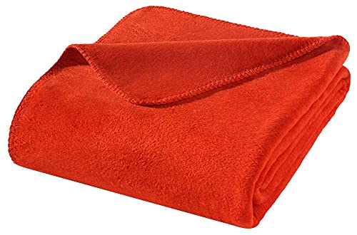 WOHNWOHL® Kuscheldecke (150x200cm) • Weiche Tagesdecke • Sofadecke • Wohndecke • Schlafdecke • Oeko-Tex zertifizierte Baumwolldecke • Samtig weiche Decke • Farbe: Rot von WOHNWOHL