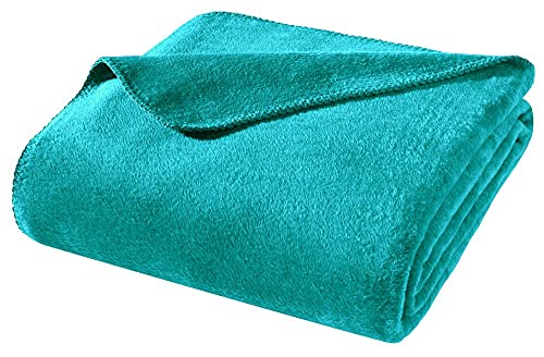 WOHNWOHL® Kuscheldecke (150x200cm) • Weiche Tagesdecke • Sofadecke • Wohndecke • Schlafdecke • Oeko-Tex zertifizierte Baumwolldecke • Samtig weiche Decke • Farbe: Türkis von WOHNWOHL