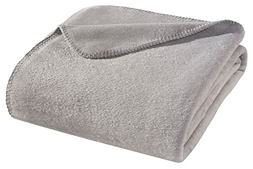 WOHNWOHL® Kuscheldecke 150x200cm • Weiche Tagesdecke • Sofadecke • Wohndecke • Winterdecke • Ökotex Zertifizierte Baumwolldecke • Farbe: Hellgrau von WOHNWOHL