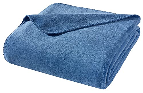 WOHNWOHL® Kuscheldecke 150x200cm • Weiche Tagesdecke • Sofadecke • Wohndecke • Winterdecke • Ökotex Zertifizierte Baumwolldecke • Farbe: Kobalt von WOHNWOHL