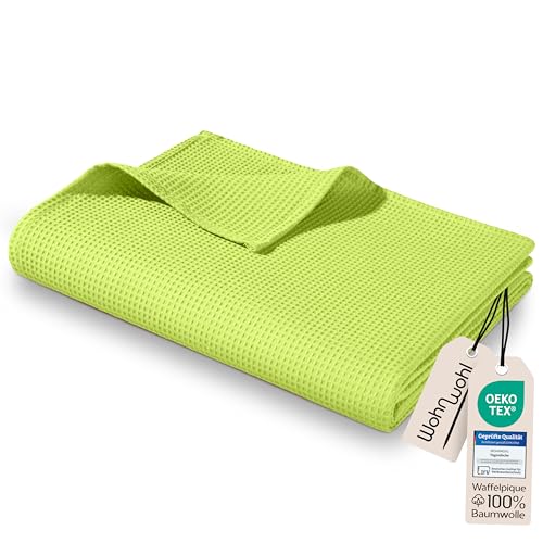WOHNWOHL® Tagesdecke (150x200cm) • Leichte Waffelpique Decke • 100% Baumwolle • Sommerdecke • Sofa-Decke • Pflegeleichte Wohndecke • Überwurfdecke • Baumwolldecke • Farbe: Grün WOHNWOHL® Tagesdecke (150x200cm) • Leichte Waffelpique Decke • 100% Baumwolle • Sommerdecke • Sofa-Decke • Pflegeleichte Wohndecke • Überwurfdecke • Baumwolldecke • Farbe: Grün von WOHNWOHL