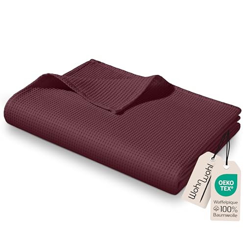 WOHNWOHL® Tagesdecke (150x200cm) • Leichte Waffelpique Decke • 100% Baumwolle • Sommerdecke • Sofa-Decke • Pflegeleichte Wohndecke • Überwurfdecke • Baumwolldecke • Farbe: Mahagony WOHNWOHL® Tagesdecke (150x200cm) • Leichte Waffelpique Decke • 100% Baumwolle • Sommerdecke • Sofa-Decke • Pflegeleichte Wohndecke • Überwurfdecke • Baumwolldecke • Farbe: Mahagony von WOHNWOHL