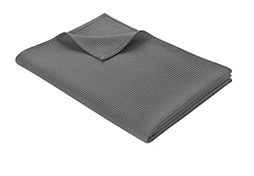 WOHNWOHL Tagesdecke 220 x 240 cm • Waffelpique leichte Sommerdecke aus 100% Baumwolle • Luftige Sofa-Decke vielseitig einsetzbar • Pflegeleichte Wohndecke • Baumwolldecke Farbe: Grau von WOHNWOHL