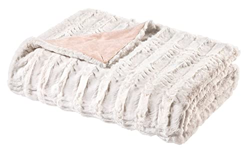WOHNWOHL Flauschige Kuscheldecke in Nerzfelloptik • Felloptik Wohndecke • Sofadecke, Tagesdecke, Wohnzimmerdecke • Kunstfelldecke für Bett und Sofa • Größe: 130 x 170 cm • Farbe: Creme von WOHNWOHL