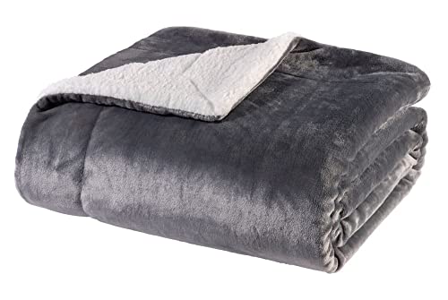 WOHNWOHL Flauschige Sherpa Kuscheldecke • Mikrofaser Wohndecke • Fleecedecke als Sofaüberwurf • Sofadecke/Tagesdecke/Wohnzimmerdecke • Teddyfleece Decke • Größe: 130 x 170 cm • Farbe: Anthrazit von WOHNWOHL