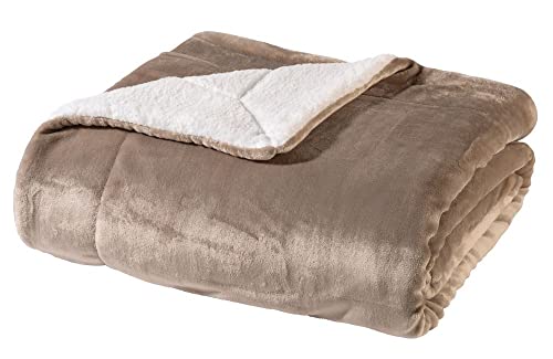 WOHNWOHL Flauschige Sherpa Kuscheldecke • Mikrofaser Wohndecke • Fleecedecke als Sofaüberwurf • Sofadecke/Tagesdecke/Wohnzimmerdecke • Teddyfleece Decke • Größe: 150 x 200 cm • Farbe: Taupe von WOHNWOHL