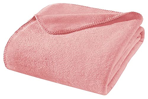 WOHNWOHL® Kuscheldecke 150x200cm • Weiche Tagesdecke • Sofadecke • Wohndecke • Winterdecke • Ökotex Zertifizierte Baumwolldecke • Farbe: Altrosa von WOHNWOHL