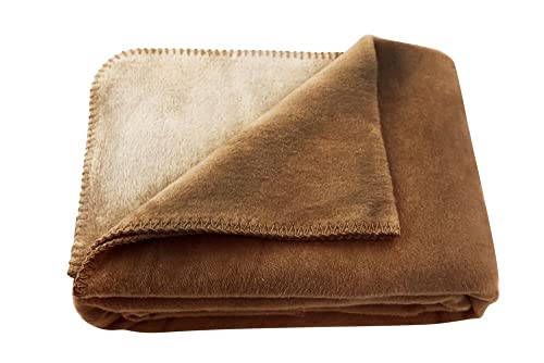 WOHNWOHL® Kuscheldecke 150x200cm • Weiche Tagesdecke • Sofadecke • Wohndecke • Winterdecke • Ökotex Zertifizierte Baumwolldecke • Farbe: Nougat/Muskat von WOHNWOHL