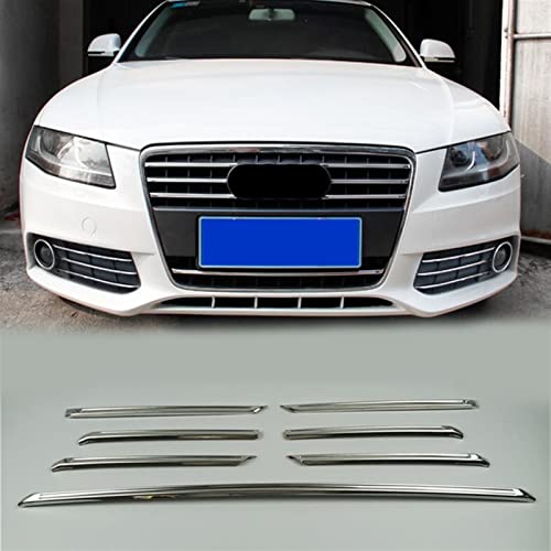 WOHOOD Auto Dekorieren Edelstahl Frontgrill Grill Dekorative Abdeckung Zierstreifen Auto Nebelscheinwerfer Streifen Für Audi A4 2009 2010 2011 2012 (Color : Grille 7 pcs) von WOHOOD