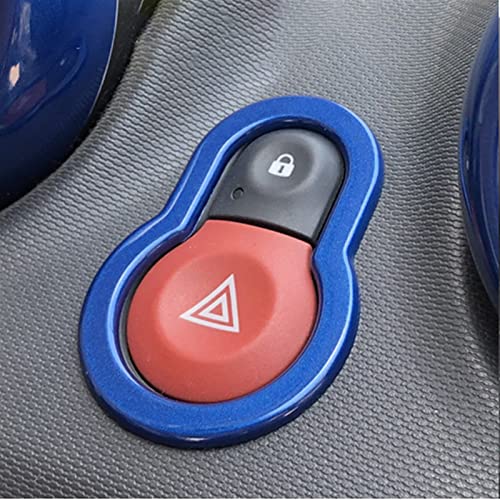 WOHOOD Auto Dekorieren Für Smart Fortwo Forfour 453 Auto Warnlicht Taste Dekoration Rahmen 3D Aufkleber Innenausstattung Modifikation (Color : Blue) von WOHOOD