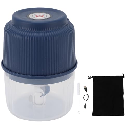 260 ml elektrischer Knoblauchzerkleinerer, tragbarer Gemüsezerkleinerer mit leistungsstarkem Motor, Sicherheitsverriegelung, leicht zu reinigender Mini-Knoblauchwolf für die Küche (Blue) von WOHPNLE
