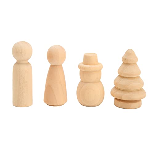 40 PCs Holzstiftpuppen, unvollendete hölzerne Peg -Puppe glattere Kanten süße Form DIY Weihnachtsbaum -Peg -Puppen für Handwerkdekoration Geschenke von WOHPNLE