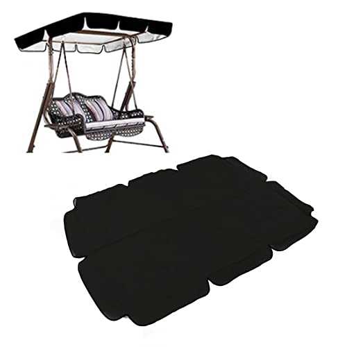 420d Patio Swing Baldachin Ersatz, Außendacher-Swing-Baldachin Ersatzspritzer silberbeschichteter Oxford Stuhl Swing Stuhl Baldachin für Garten Terrasse Kaffee (Schwarz) von WOHPNLE