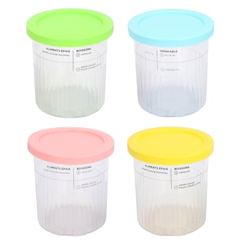 4PCS -Eiscremesbehälter für NC500, wiederverwendbare Kunststoff -Eiscreme -Tassen mit farbigen Deckel Ersatz -Eiscremesbehältern für hausgemachte gefrorene Leckereien (Only Cans) von WOHPNLE